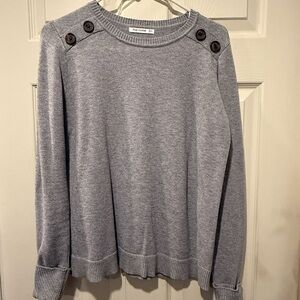 Pink Clover Gray Button-Shoulder Sweater